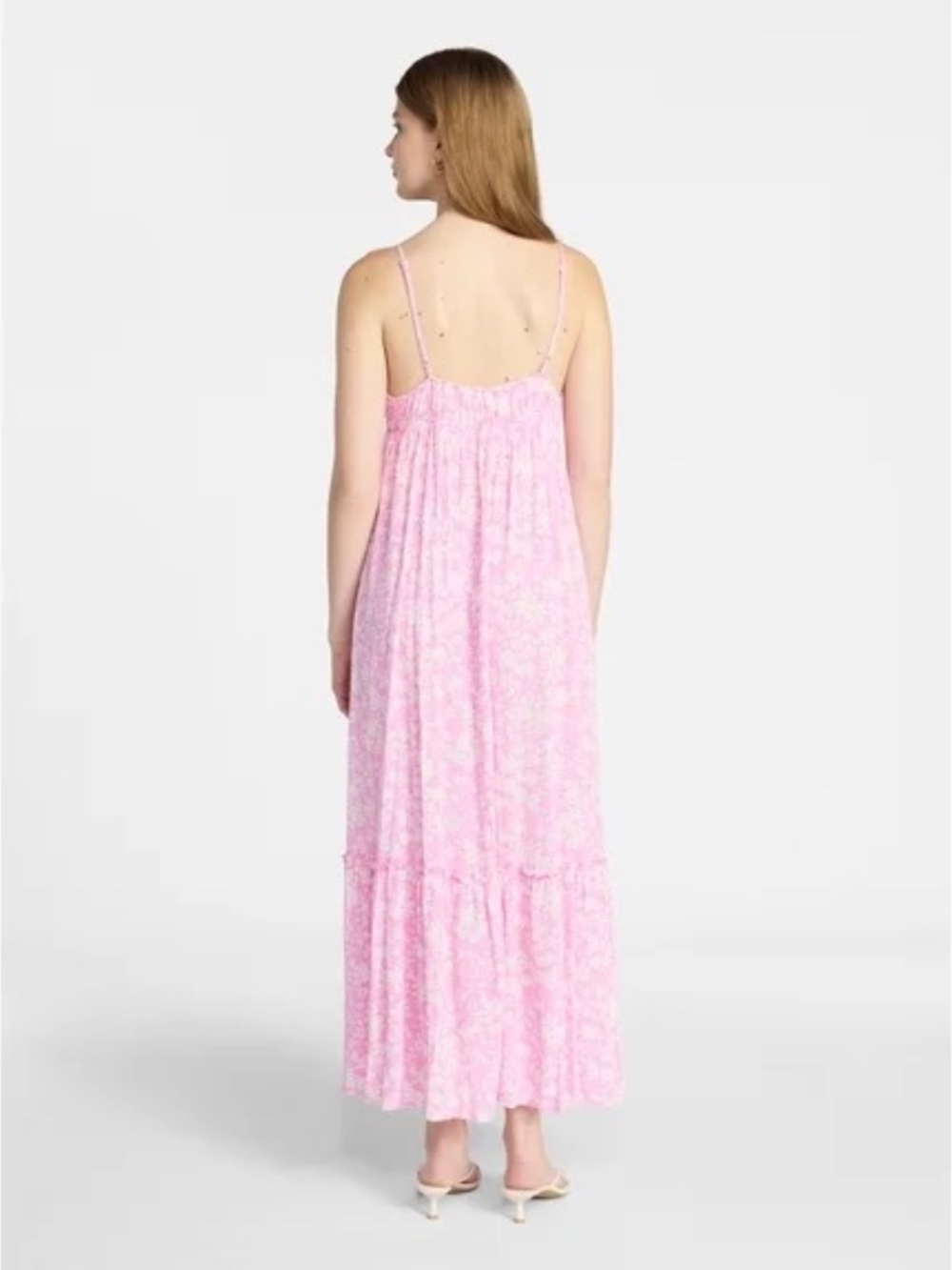 No Boundaries Gauze Sleeveless Tiered Floral Maxi Dress XXL (20) Pink Jubilee - Picture 2 of 9